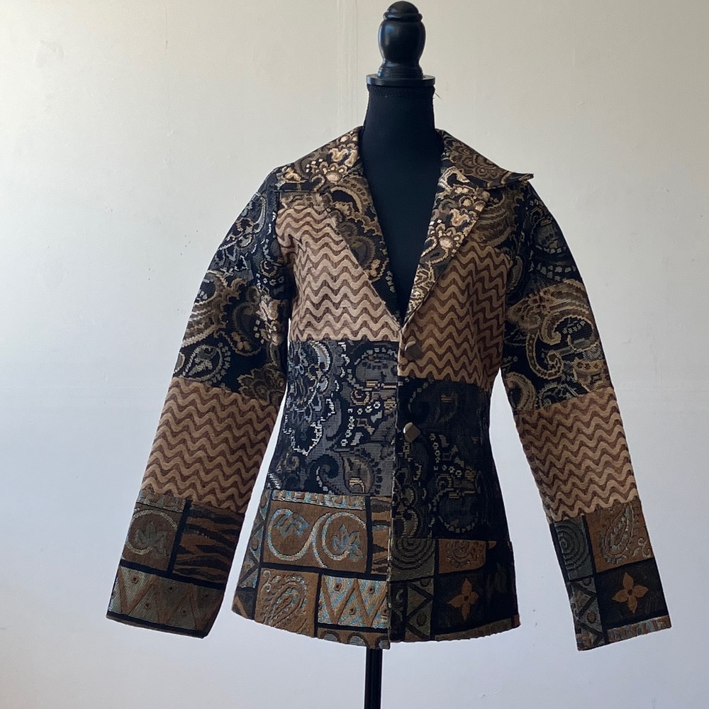 Kyra brown and black, tapestry, multi print blazer - Picture 2 of 12